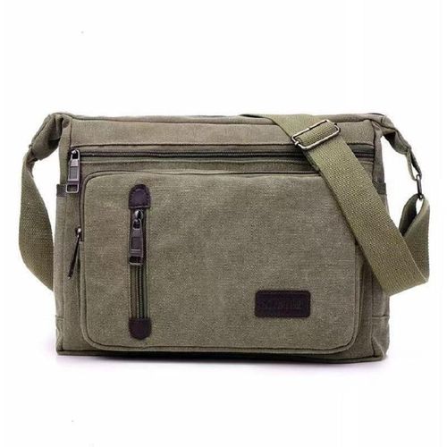 Green Canvas Messenger Bag - Unisex Crossbody Laptop Bag