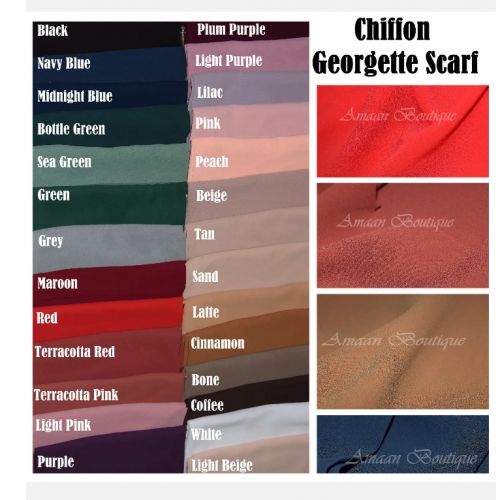 Chiffon Hijab Scarf - Soft & Breathable - 70x180 cm - Assorted Colors